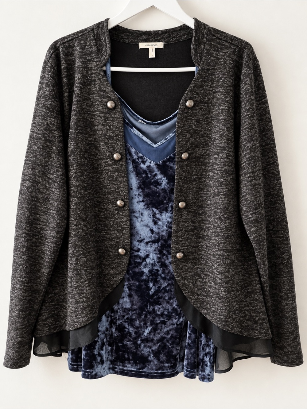 Maurices Plus 1 XXL Cardigan & Blue Velvet Cami Tank 2pc Set